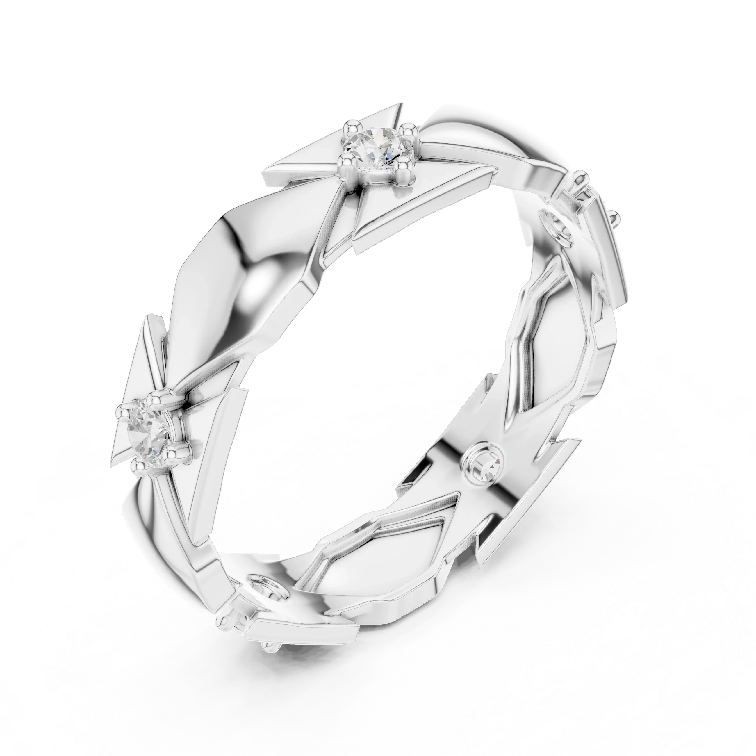 Mens 0.17 CTW Round 10K White Gold VVS1 Moissanite Engagement Diamond Ring