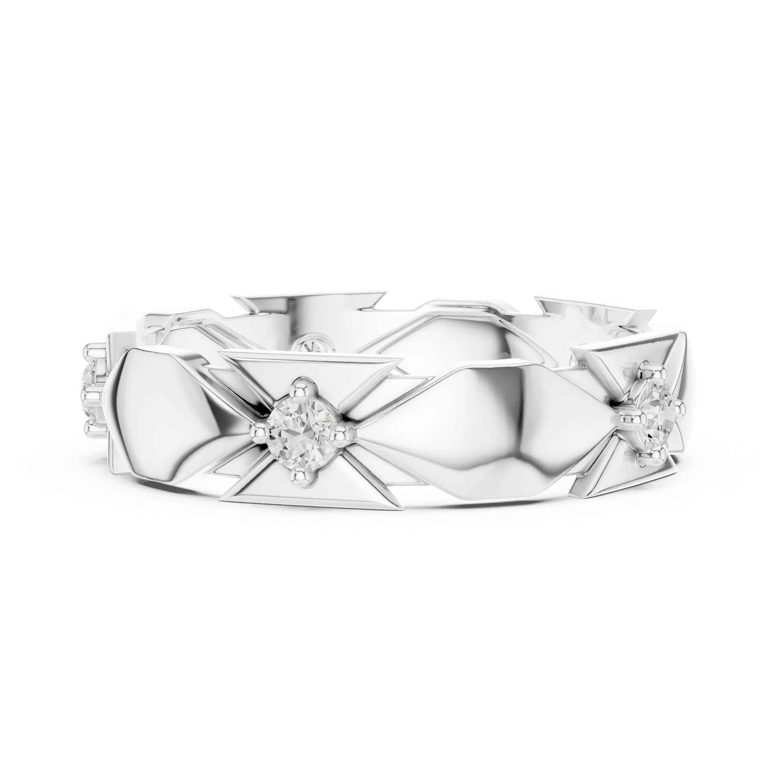 Mens 0.17 CTW Round 10K White Gold VVS1 Moissanite Engagement Diamond Ring