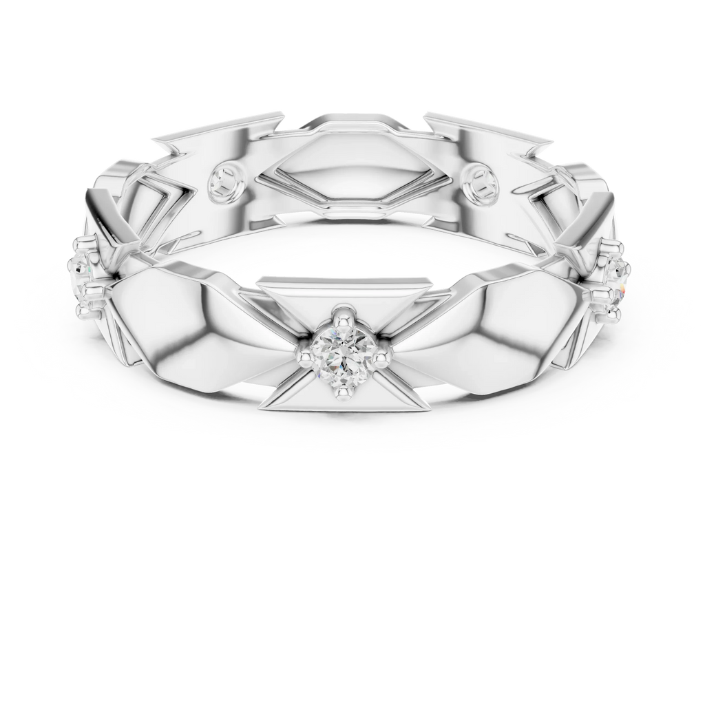 Mens 0.17 CTW Round 10K White Gold VVS1 Moissanite Engagement Diamond Ring