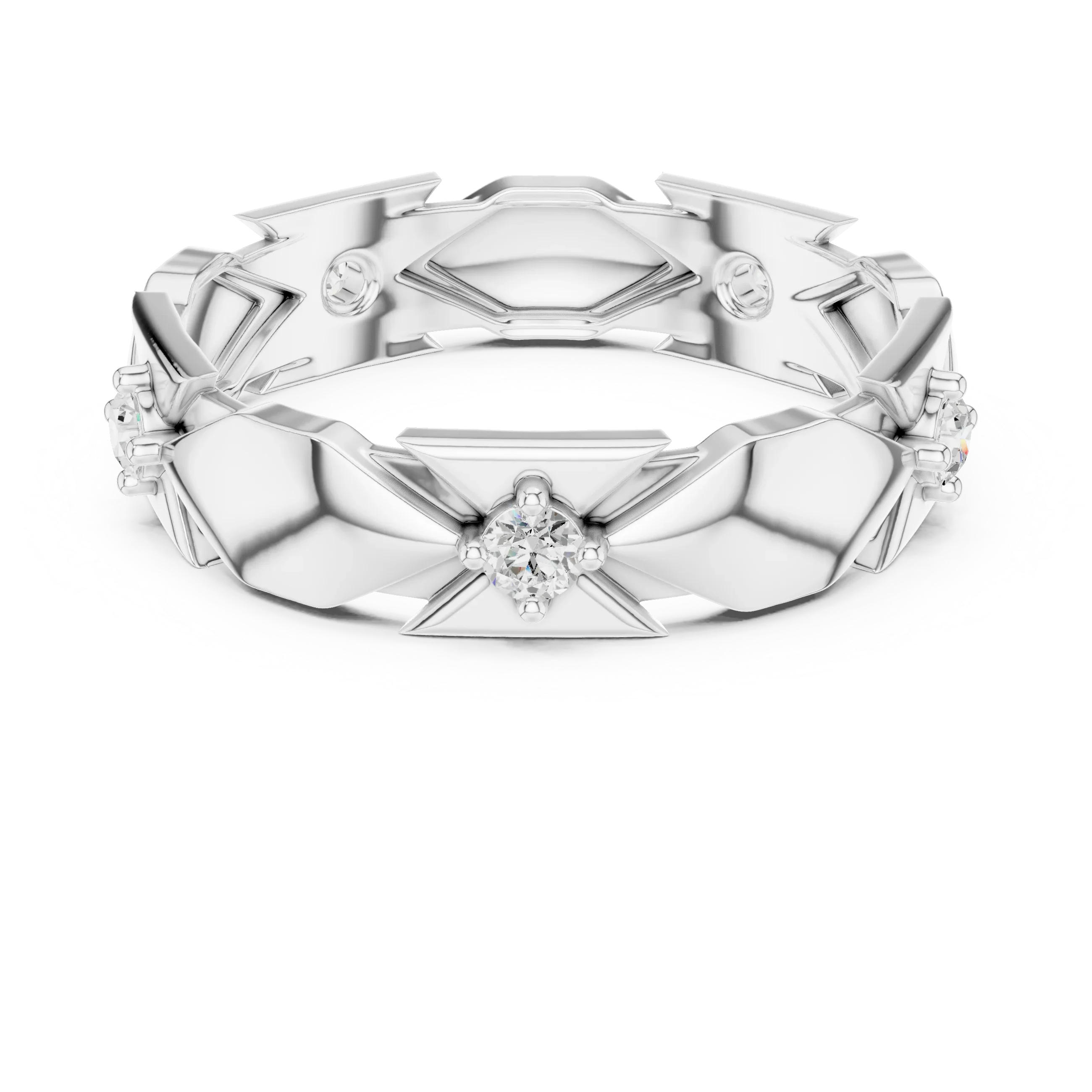 Mens 0.17 CTW Round 10K White Gold VVS1 Moissanite Engagement Diamond Ring