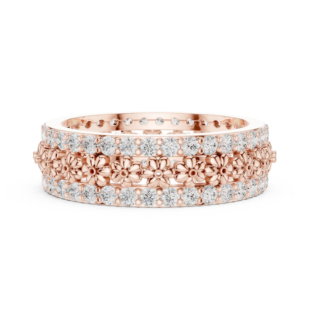 0.86 CTW 10K Gold VVS1 Moissanite Floral Eternity Wedding Band