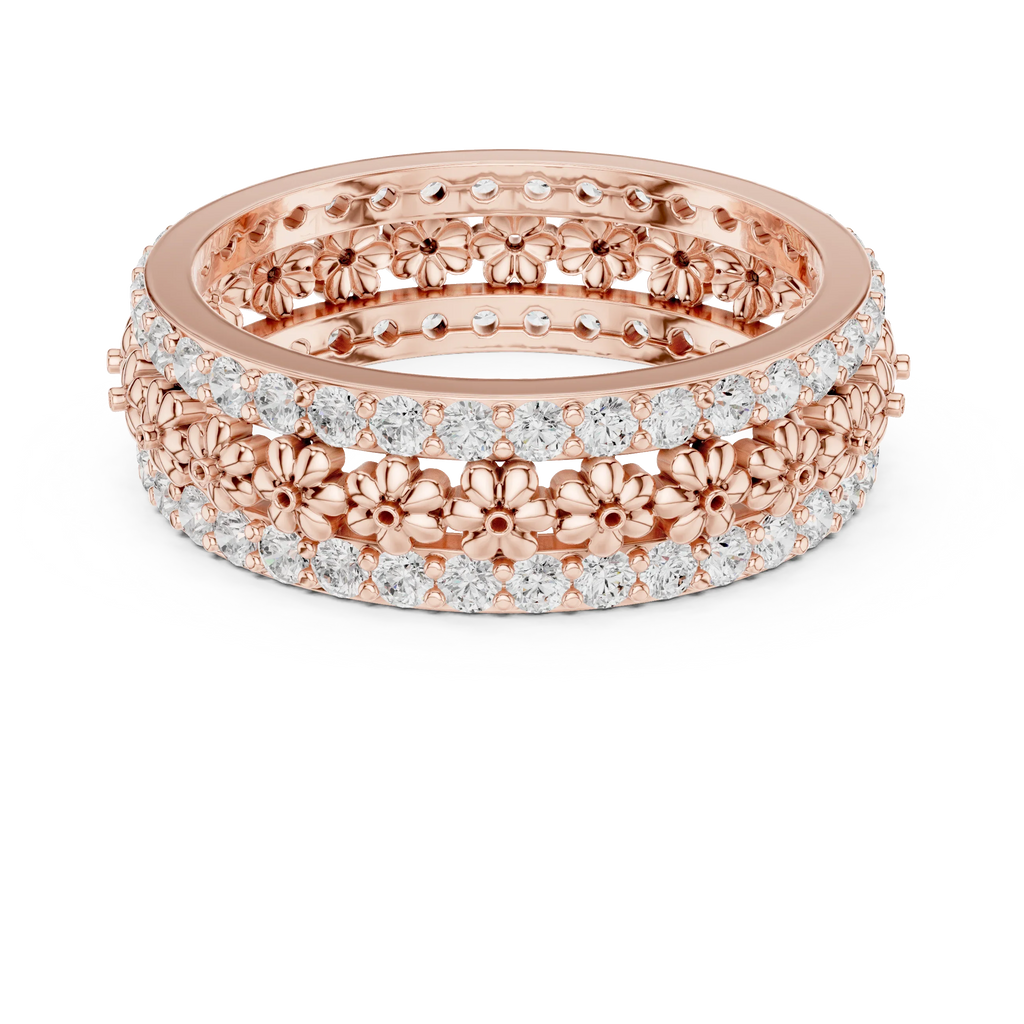 0.86 CTW 10K Gold VVS1 Moissanite Floral Eternity Wedding Band