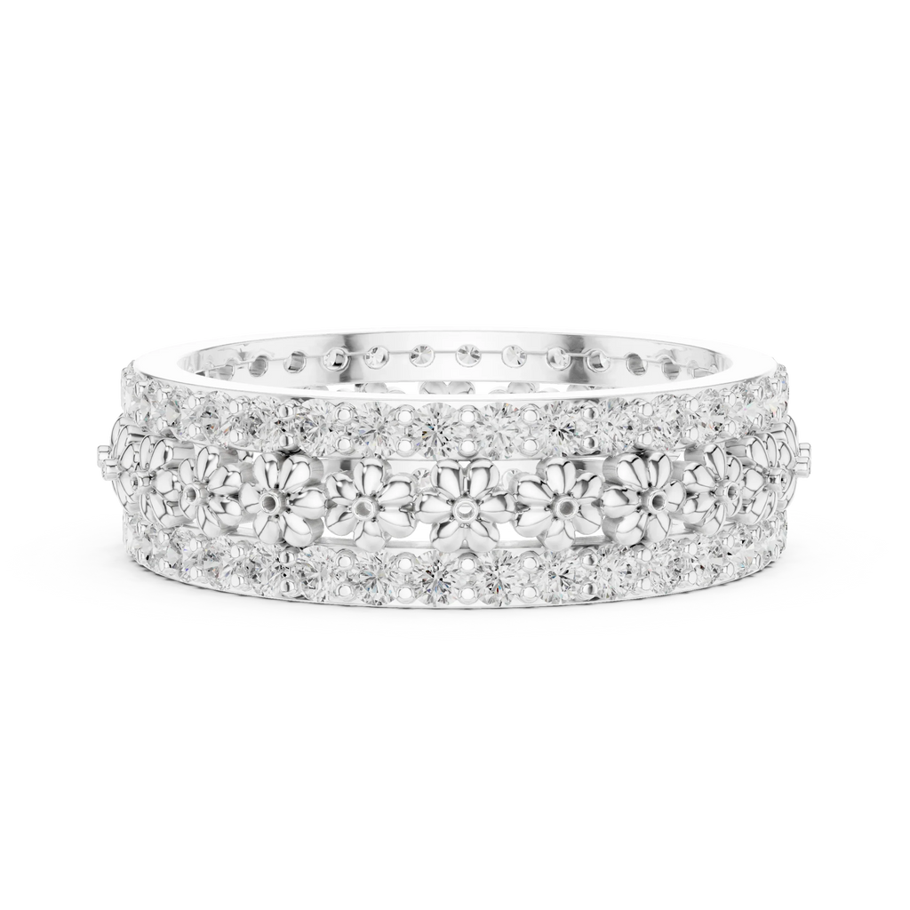 0.86 CTW 10K Gold VVS1 Moissanite Floral Eternity Wedding Band
