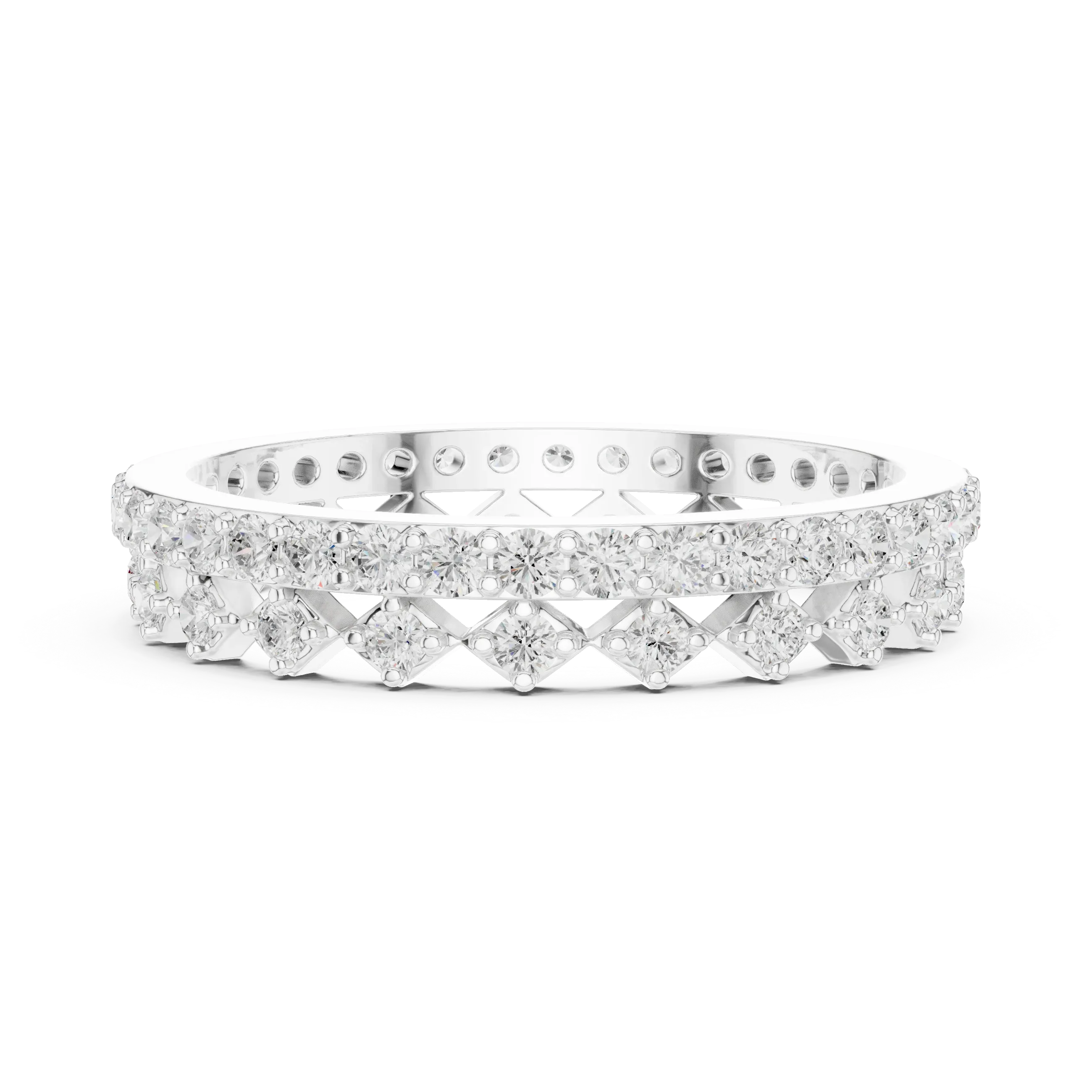 10K Gold VVS1 Moissanite Fancy Wedding Eternity Band
