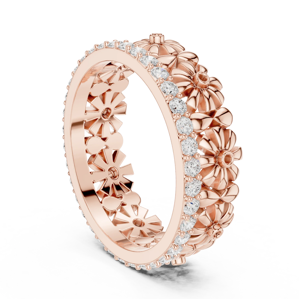 0.57 CTW White Gold D Color Moissanite Floral Eternity Wedding Band