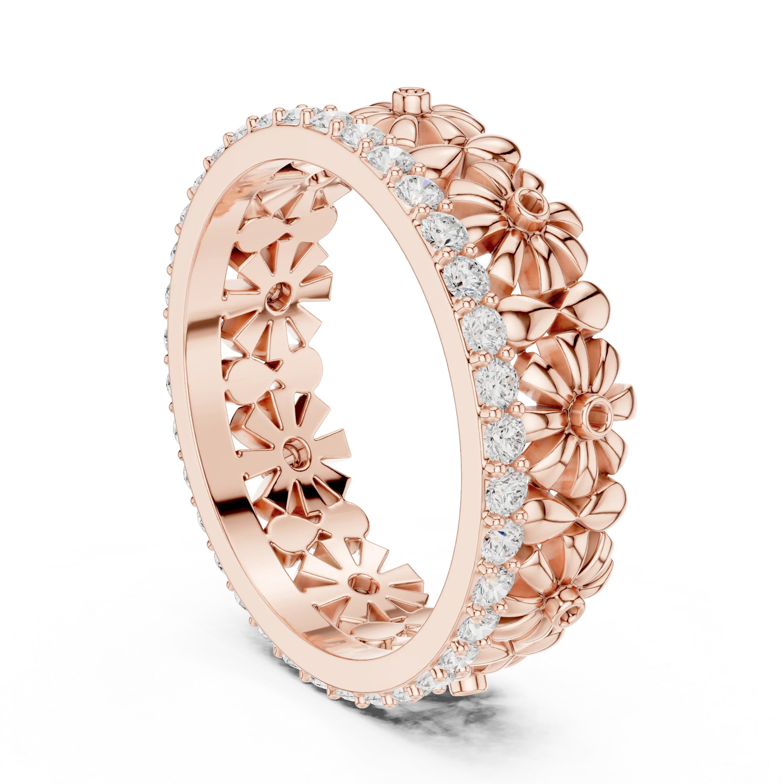 0.57 CTW White Gold D Color Moissanite Floral Eternity Wedding Band