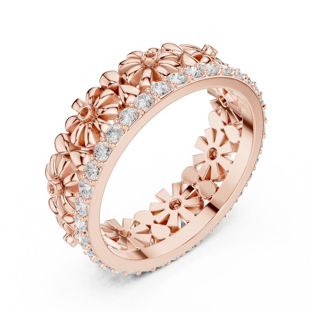 0.57 CTW White Gold D Color Moissanite Floral Eternity Wedding Band