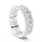 0.57 CTW White Gold D Color Moissanite Floral Eternity Wedding Band