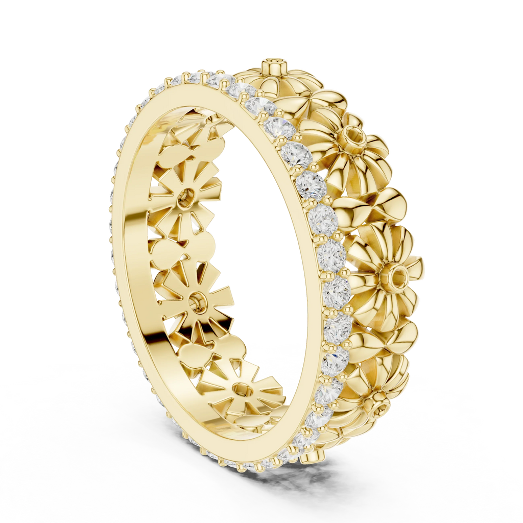 0.57 CTW White Gold D Color Moissanite Floral Eternity Wedding Band