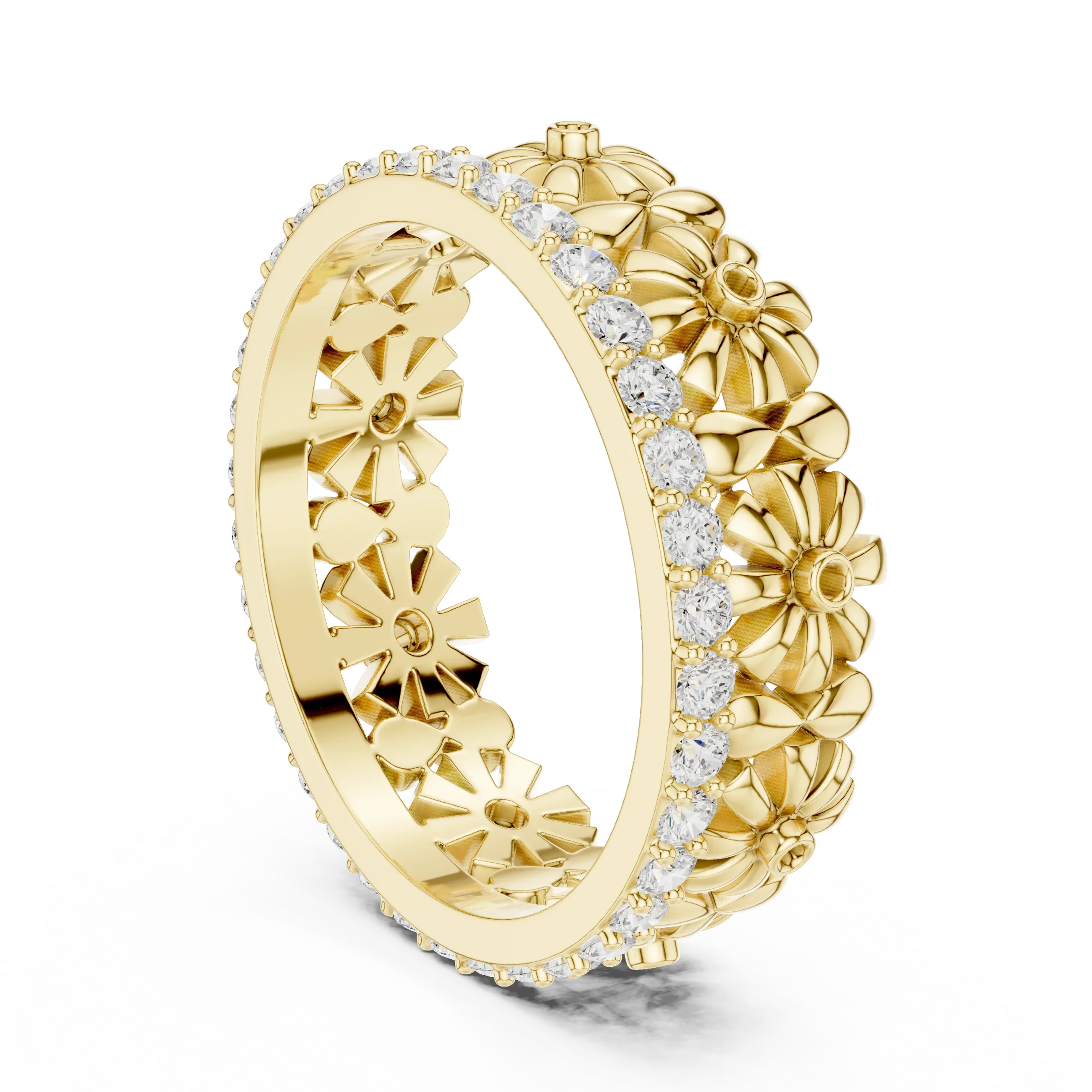 0.57 CTW White Gold D Color Moissanite Floral Eternity Wedding Band