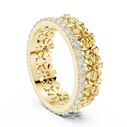 0.57 CTW White Gold D Color Moissanite Floral Eternity Wedding Band