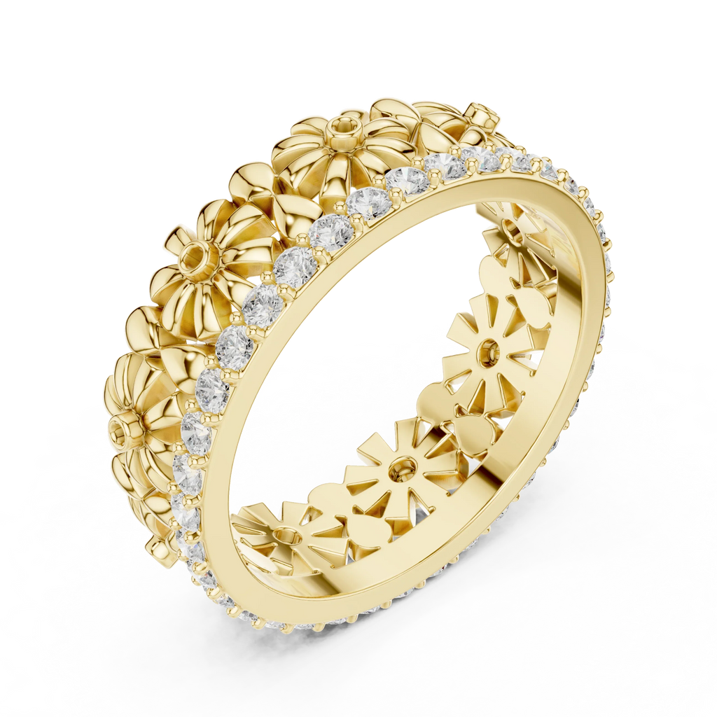 0.57 CTW White Gold D Color Moissanite Floral Eternity Wedding Band