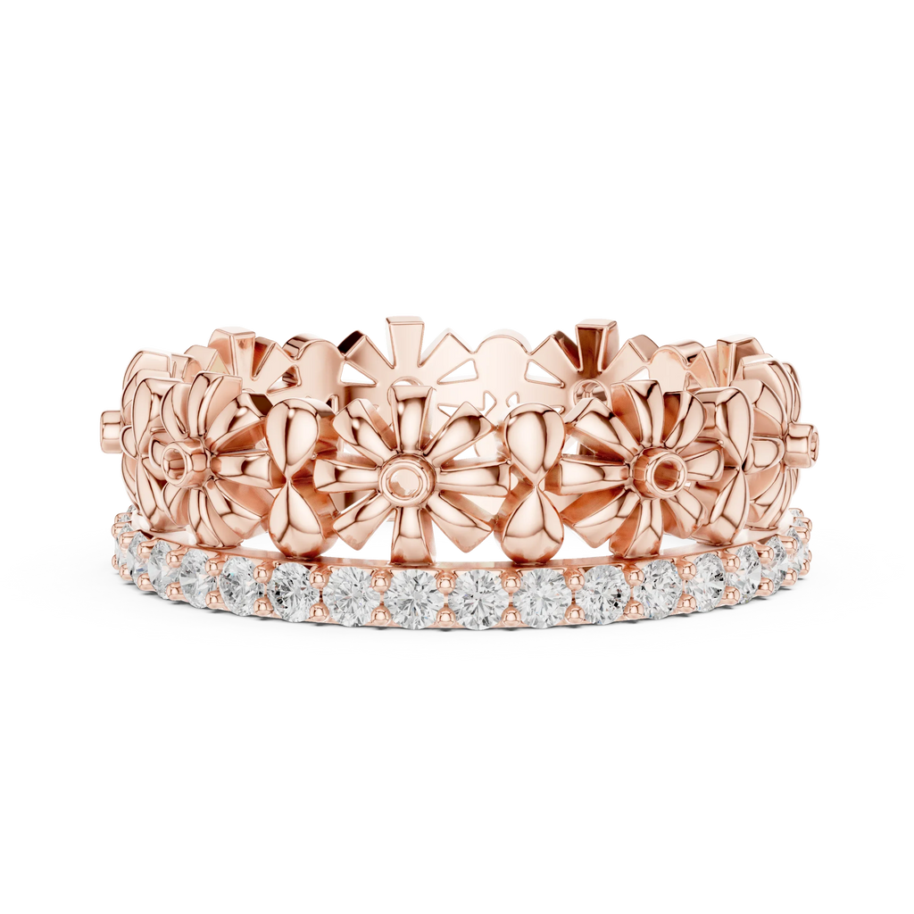 0.57 CTW White Gold D Color Moissanite Floral Eternity Wedding Band