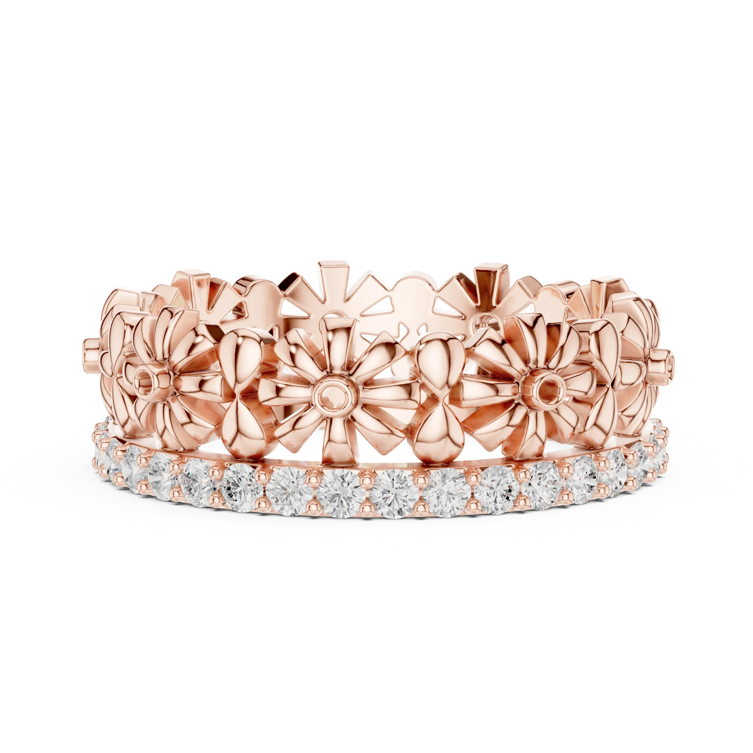 0.57 CTW White Gold D Color Moissanite Floral Eternity Wedding Band