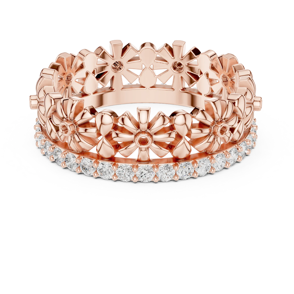 0.57 CTW White Gold D Color Moissanite Floral Eternity Wedding Band