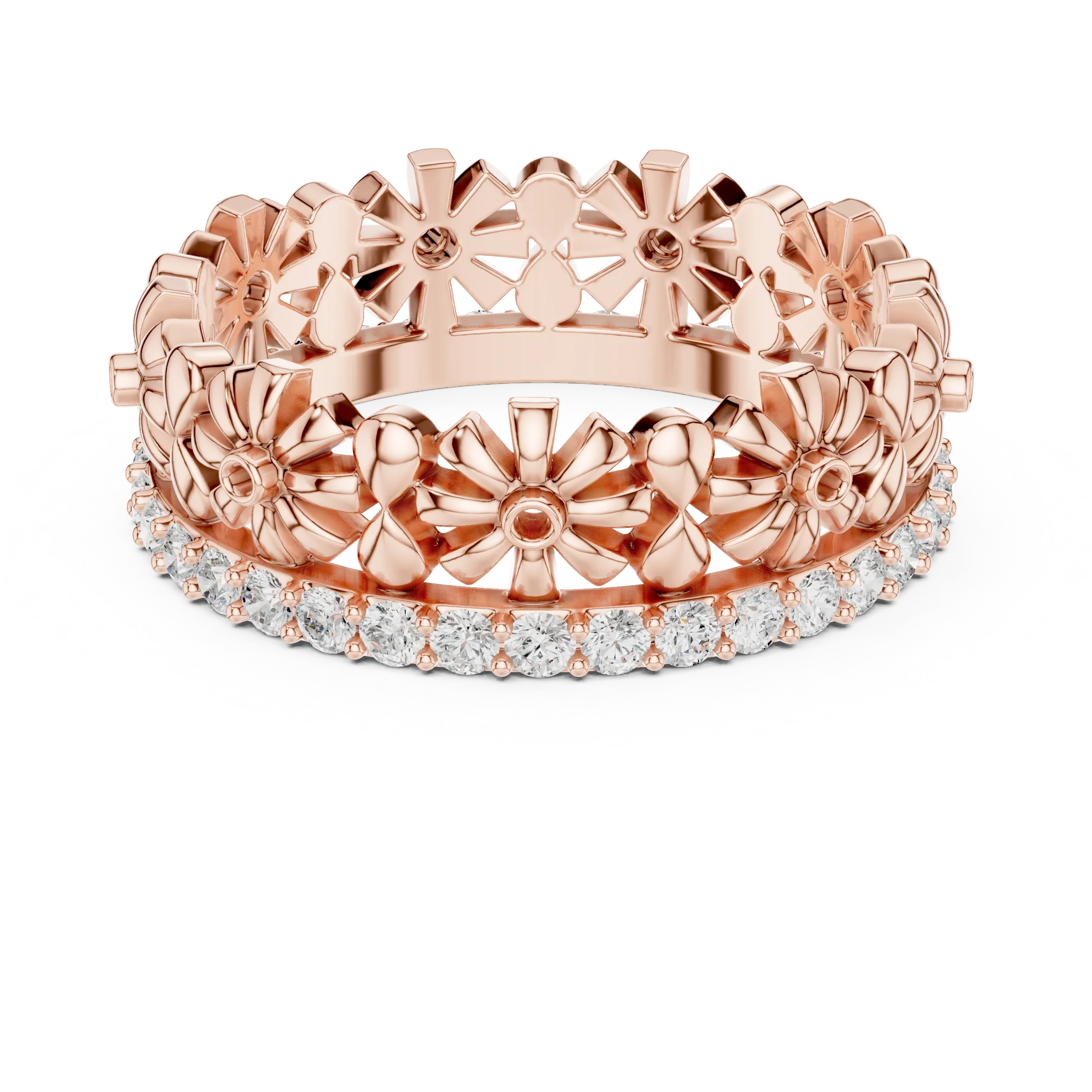 0.57 CTW White Gold D Color Moissanite Floral Eternity Wedding Band