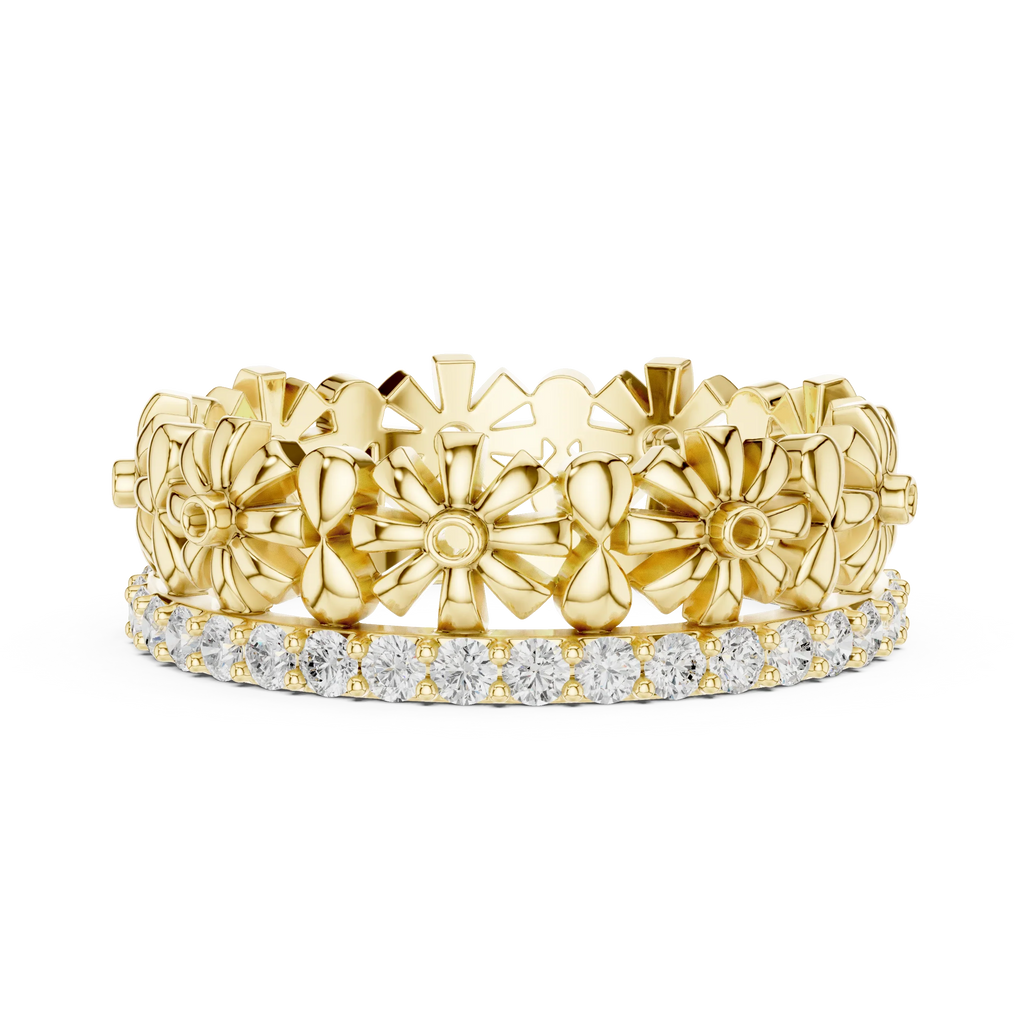 0.57 CTW White Gold D Color Moissanite Floral Eternity Wedding Band