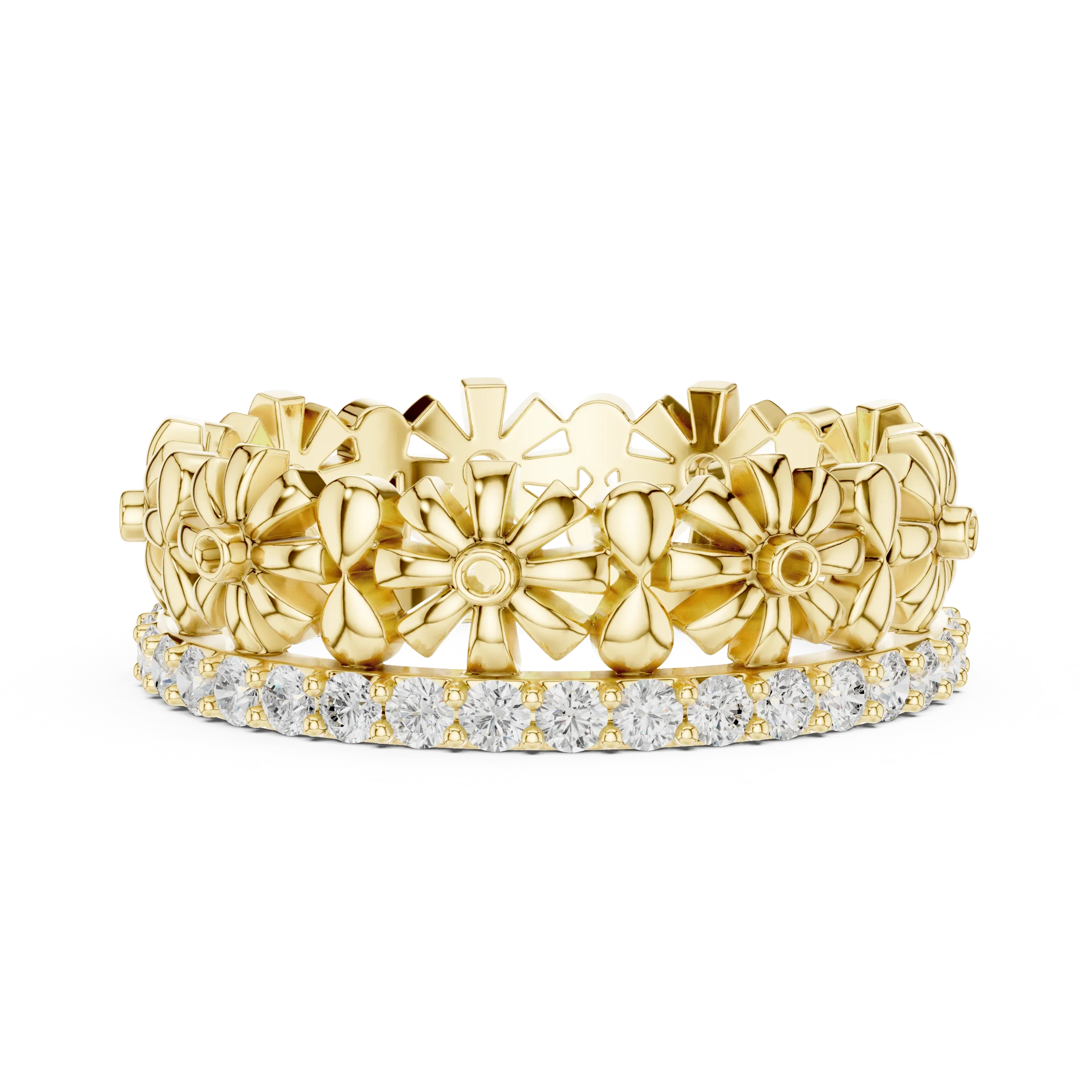 0.57 CTW White Gold D Color Moissanite Floral Eternity Wedding Band