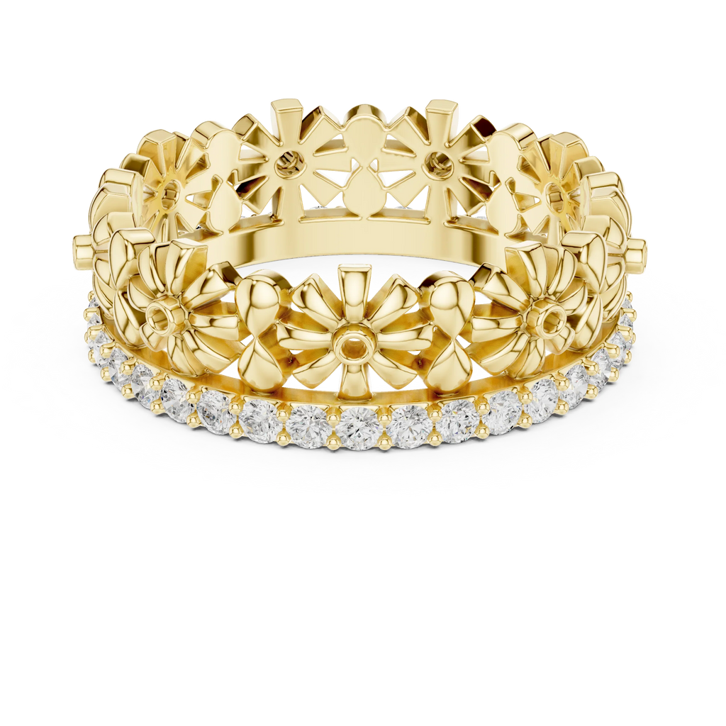 0.57 CTW White Gold D Color Moissanite Floral Eternity Wedding Band