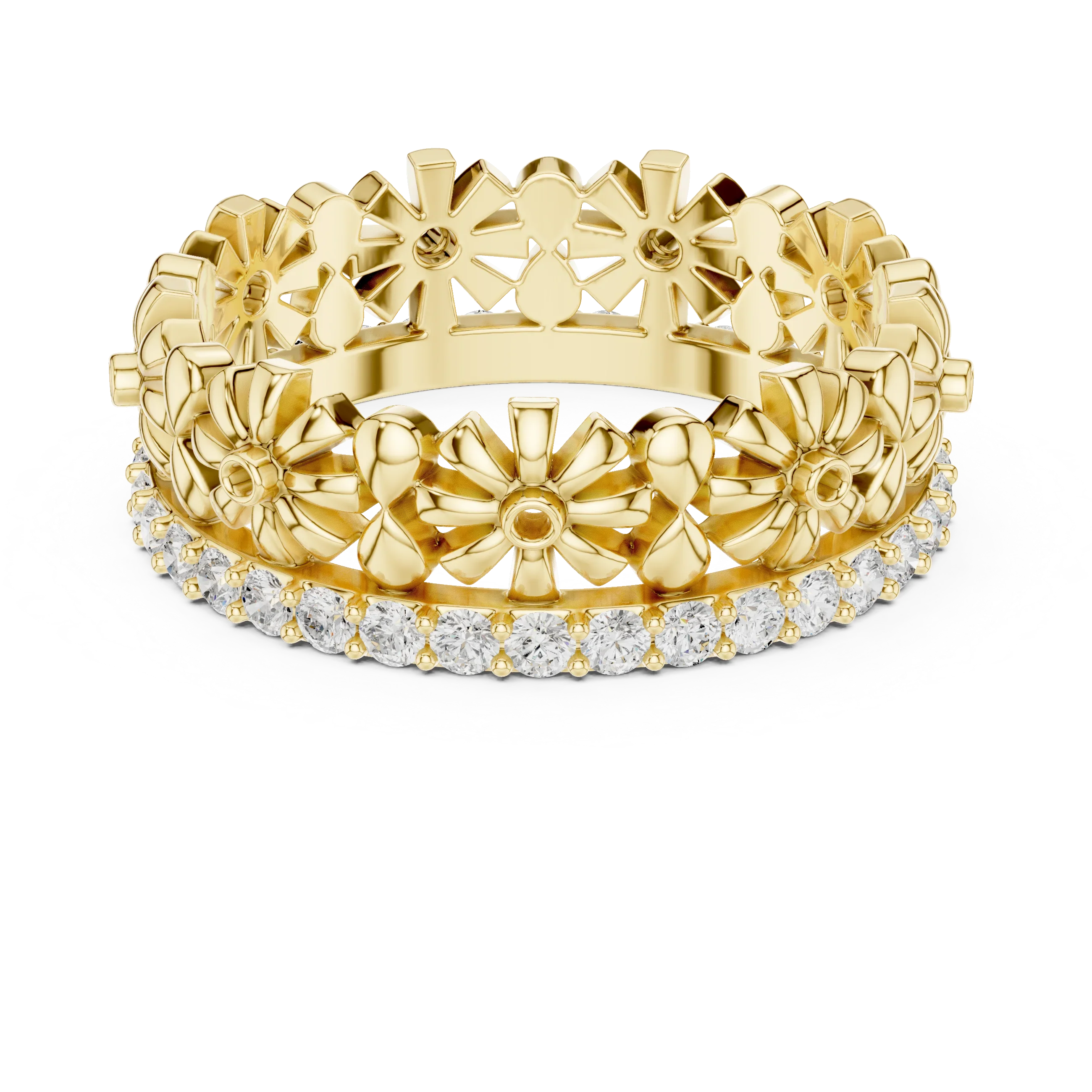 0.57 CTW White Gold D Color Moissanite Floral Eternity Wedding Band