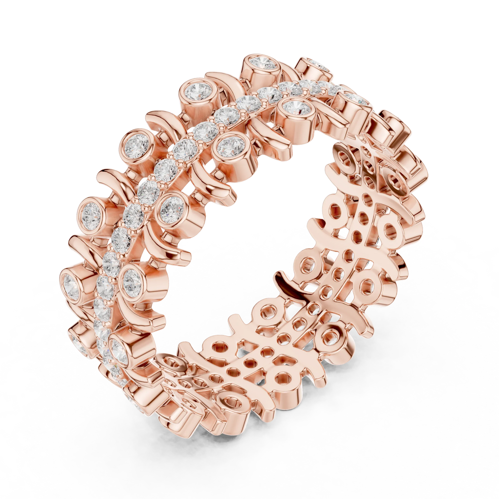 0.71 CTW Gold VVS1 Lab Diamond Art Deco Wedding Band