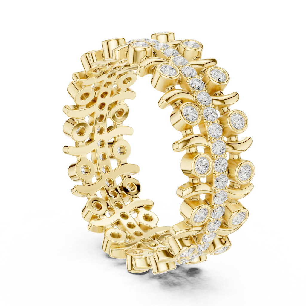 0.71 CTW Gold VVS1 Lab Diamond Art Deco Wedding Band