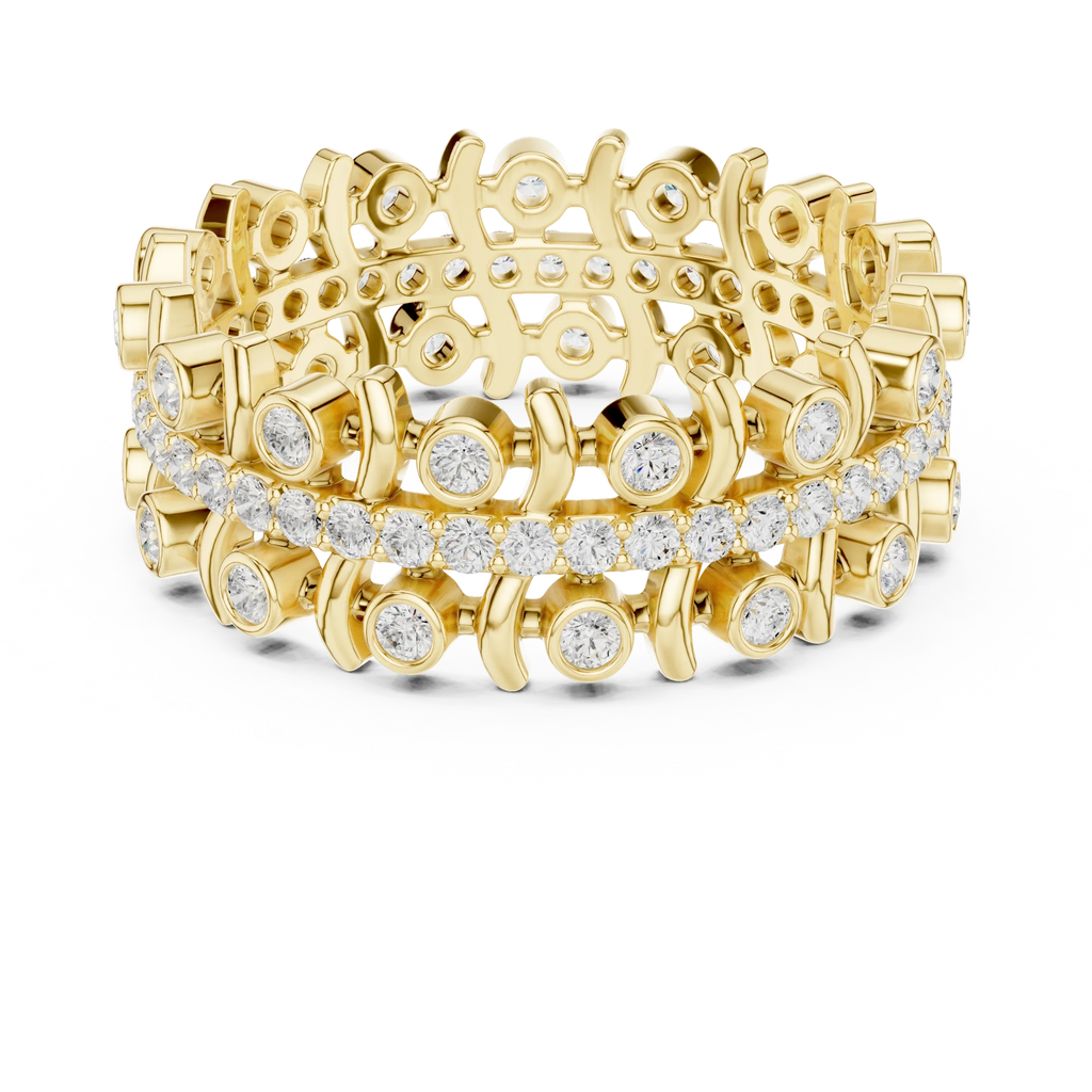 0.71 CTW Gold VVS1 Lab Diamond Art Deco Wedding Band