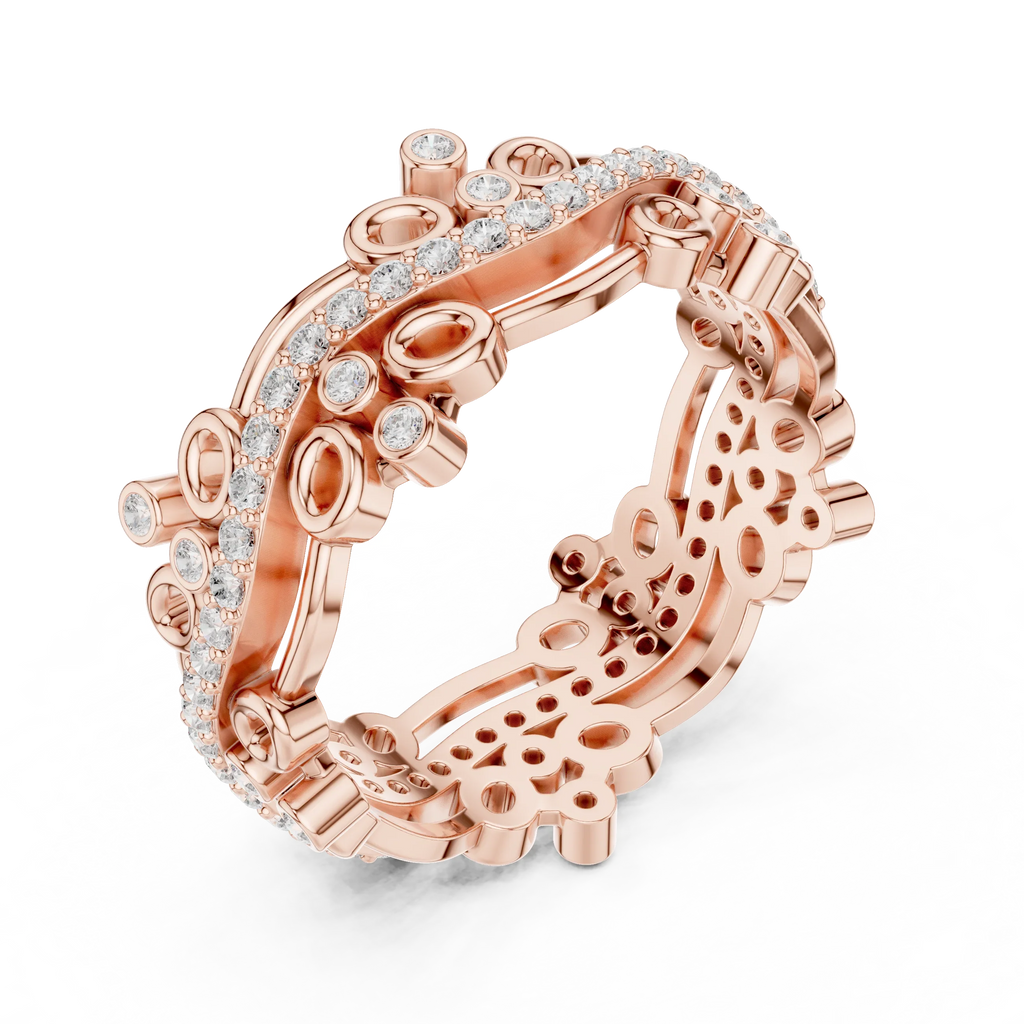 0.46 CTW 14K Gold VVS Lab Diamond Curved Crown Vintage Wedding Band