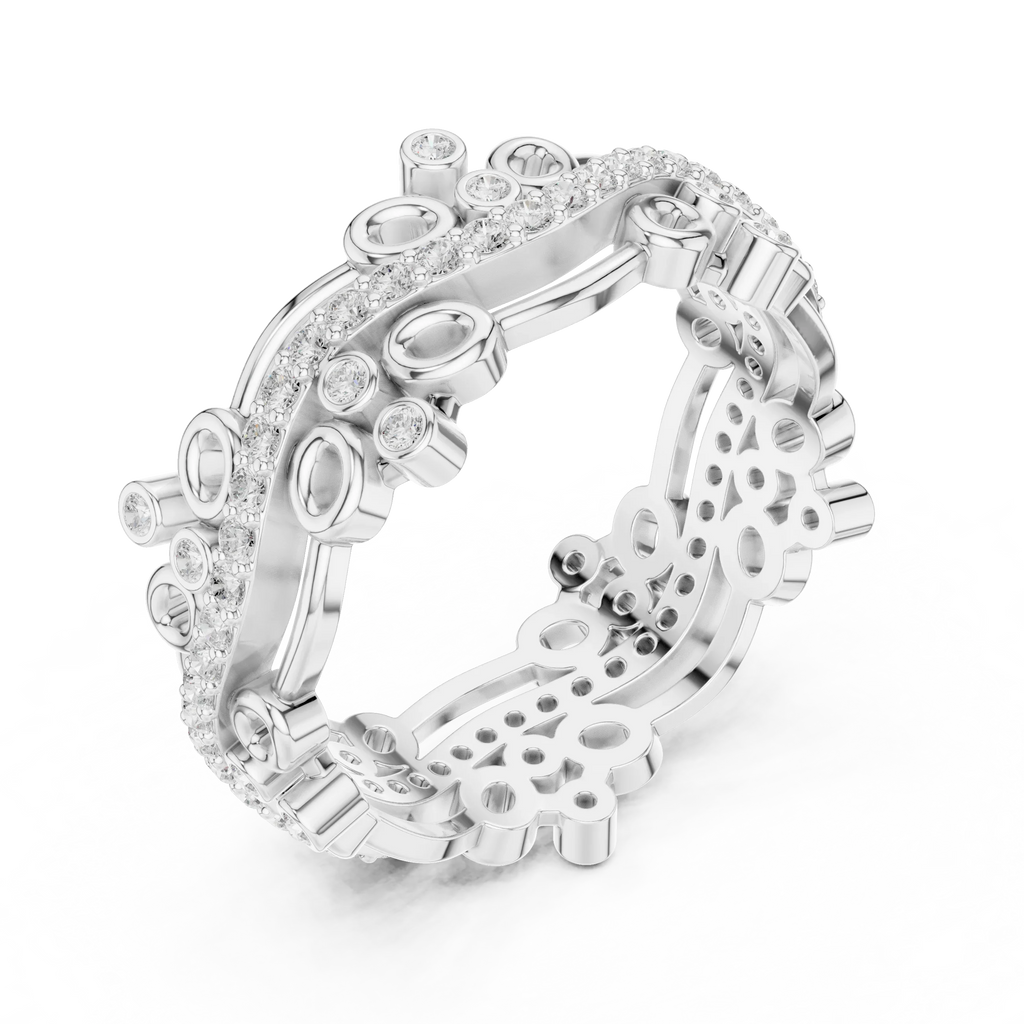 0.46 CTW 14K Gold VVS Lab Diamond Curved Crown Vintage Wedding Band