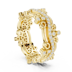 0.46 CTW 14K Gold VVS Lab Diamond Curved Crown Vintage Wedding Band