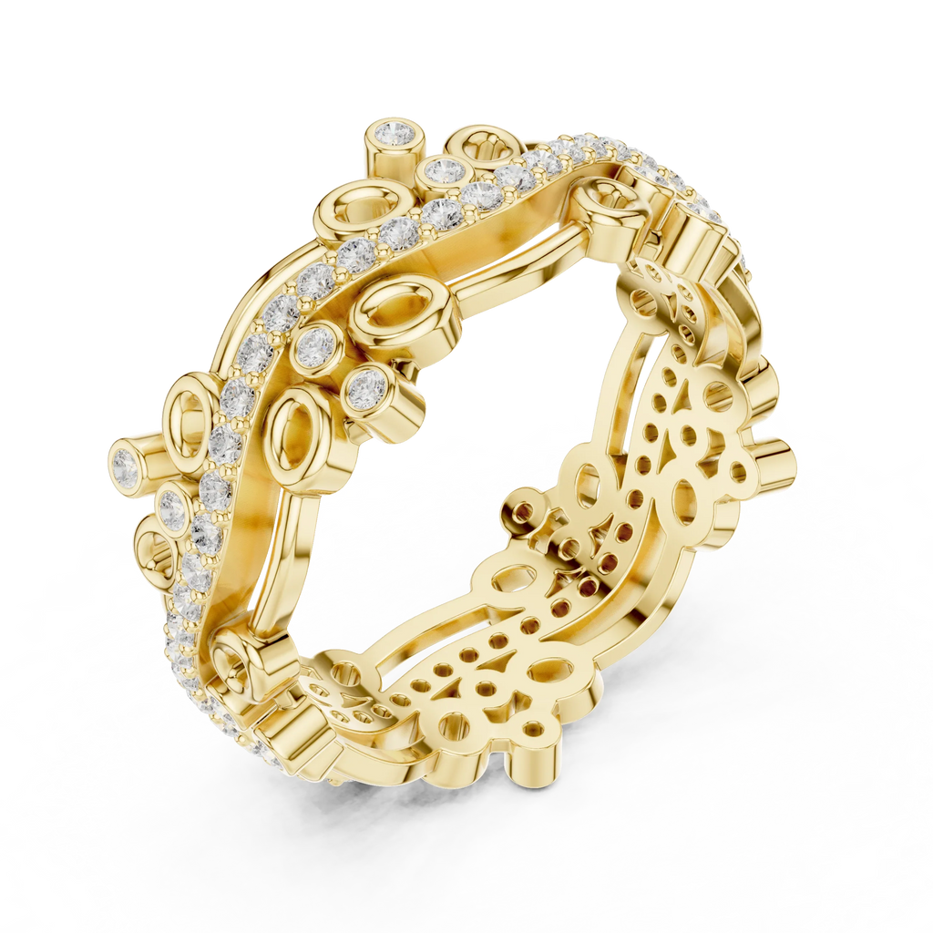 0.46 CTW 14K Gold VVS Lab Diamond Curved Crown Vintage Wedding Band