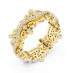 0.46 CTW 14K Gold VVS Lab Diamond Curved Crown Vintage Wedding Band