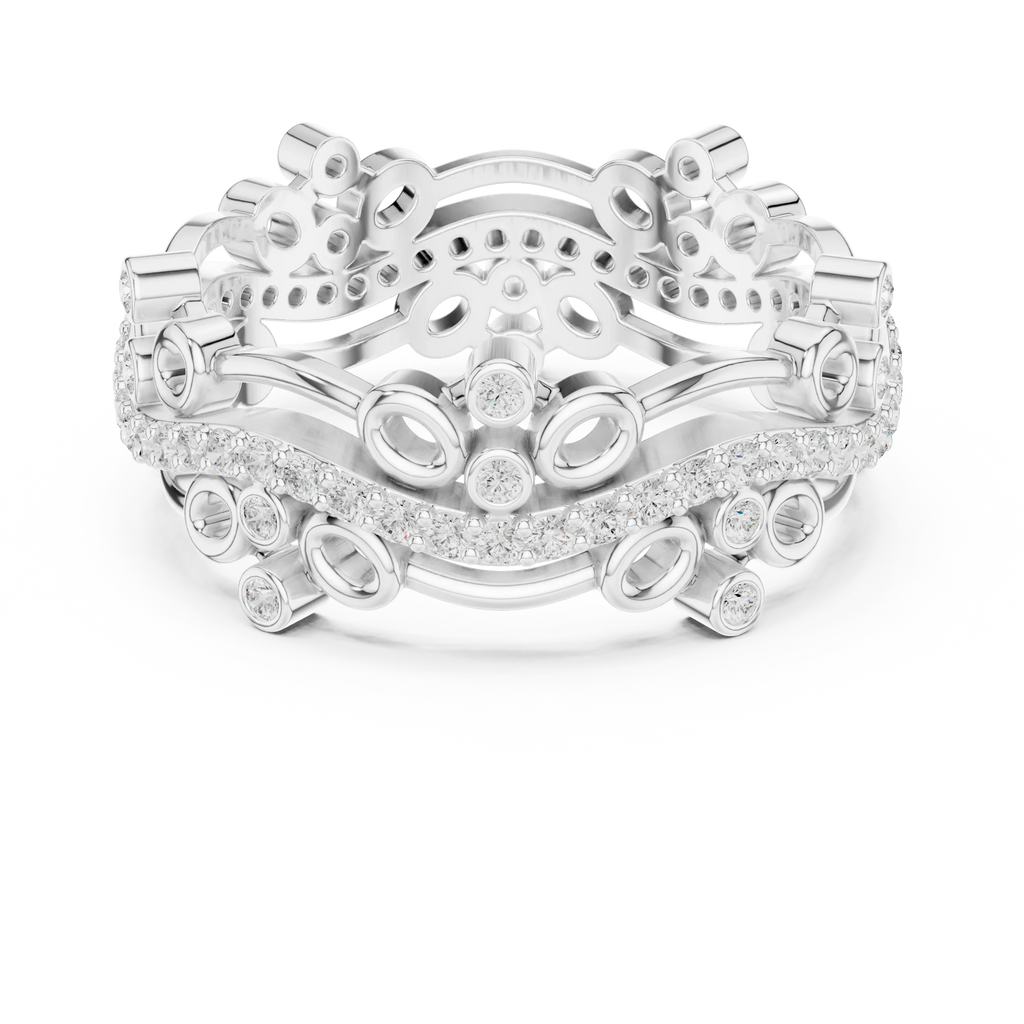 0.46 CTW 14K Gold VVS Lab Diamond Curved Crown Vintage Wedding Band