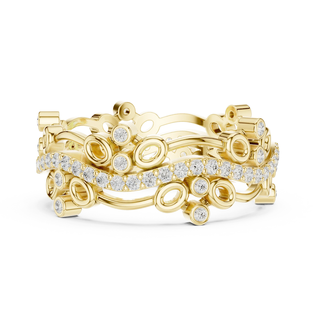 0.46 CTW 14K Gold VVS Lab Diamond Curved Crown Vintage Wedding Band