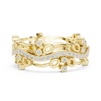 0.46 CTW 14K Gold VVS Lab Diamond Curved Crown Vintage Wedding Band