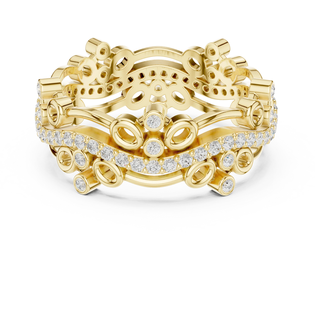 0.46 CTW 14K Gold VVS Lab Diamond Curved Crown Vintage Wedding Band