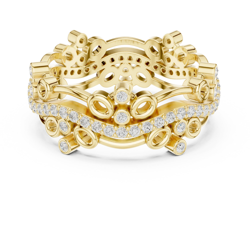 0.46 CTW 14K Gold VVS Lab Diamond Curved Crown Vintage Wedding Band