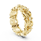 14K Gold Art Deco Geometric VVS Moissanite Wedding Band