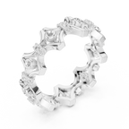 0.28 CTW 18K White Gold VVS1 Moissanite Vintage Filigree Wedding Band