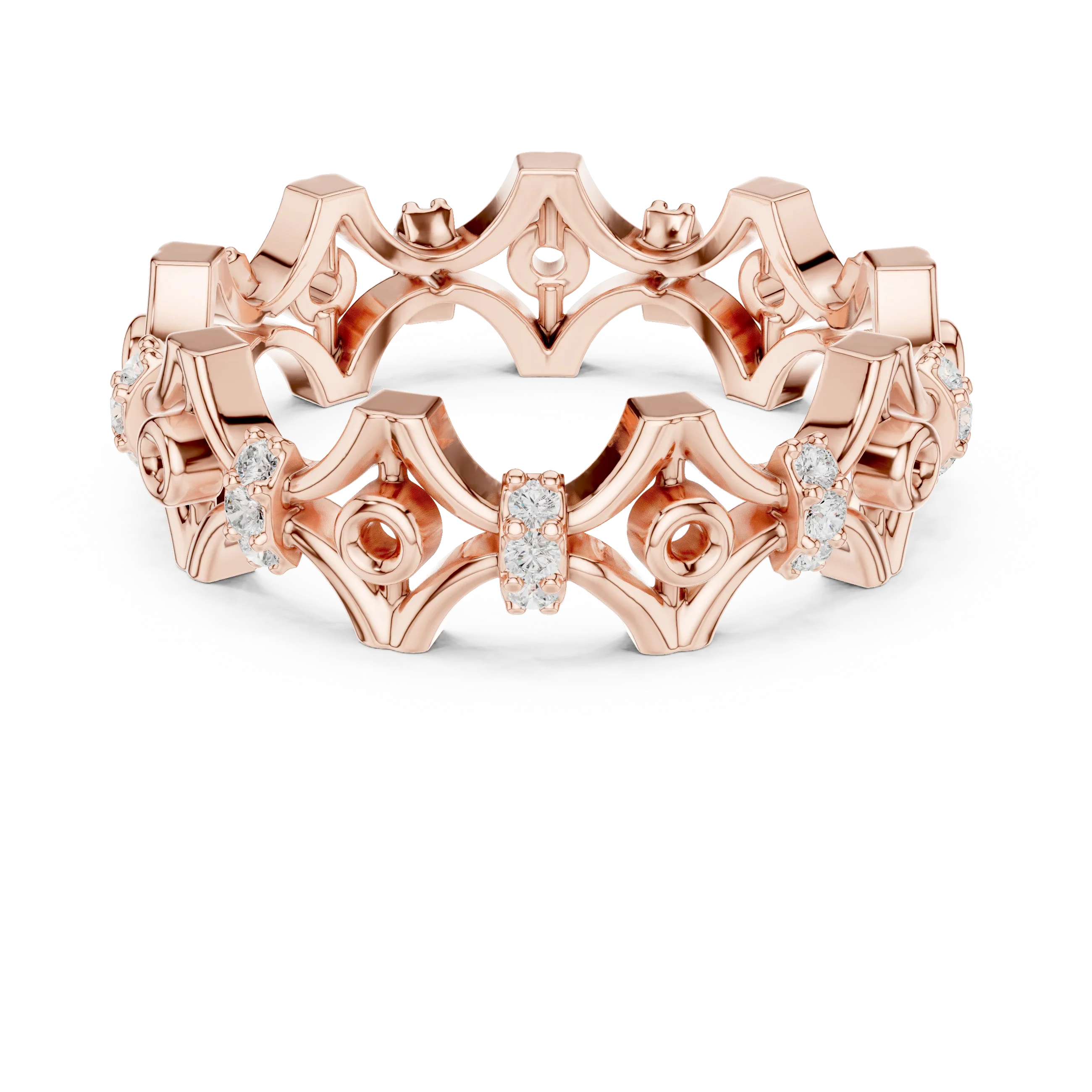 0.28 CTW 18K White Gold VVS1 Moissanite Vintage Filigree Wedding Band