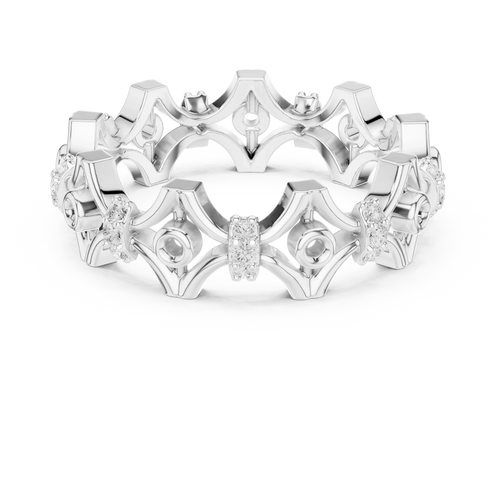 0.28 CTW 18K White Gold VVS1 Moissanite Vintage Filigree Wedding Band