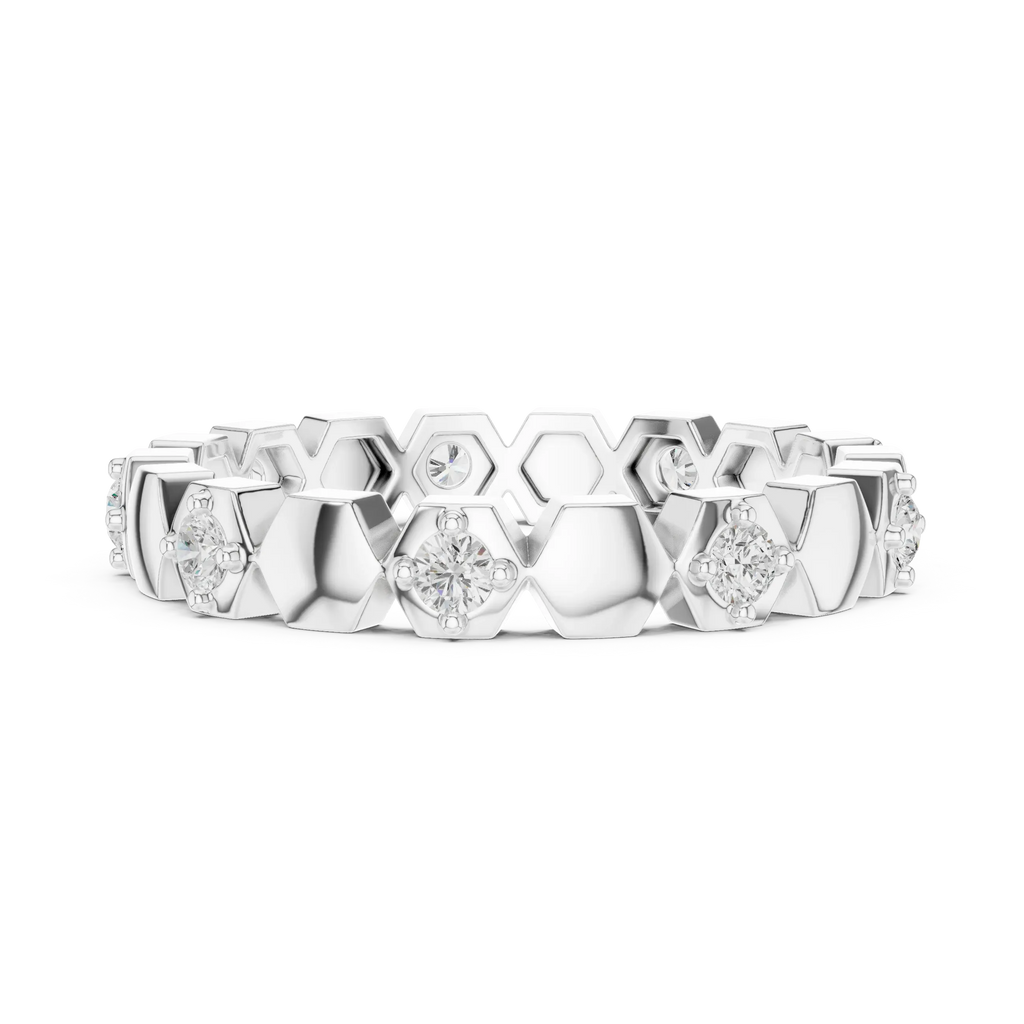 0.31 CTW Hexagon Eternity Band Rose Gold Round D Color VVS1 Moissanite Wedding Ring