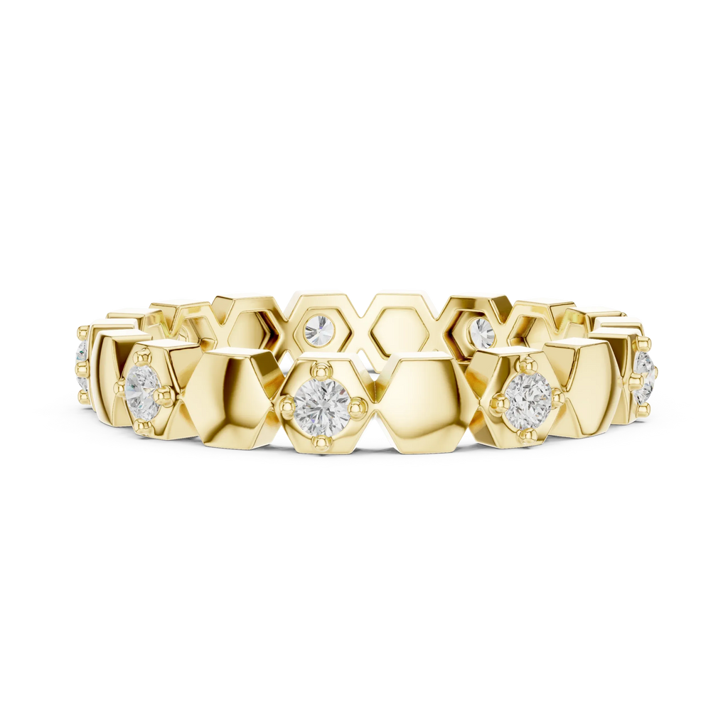 0.31 CTW Hexagon Eternity Band Rose Gold Round D Color VVS1 Moissanite Wedding Ring