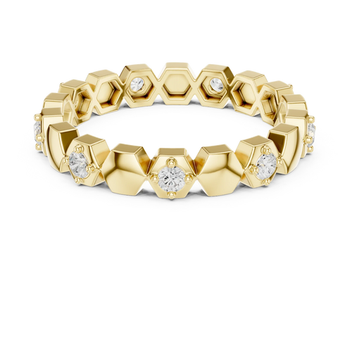 0.31 CTW Hexagon Eternity Band Rose Gold Round D Color VVS1 Moissanite Wedding Ring