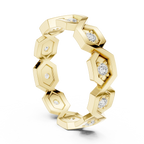 0.35 CTW VVS1 Round Lab Grown 14K Yellow Gold Hexagon Wedding Band