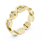 0.35 CTW VVS1 Round Lab Grown 14K Yellow Gold Hexagon Wedding Band