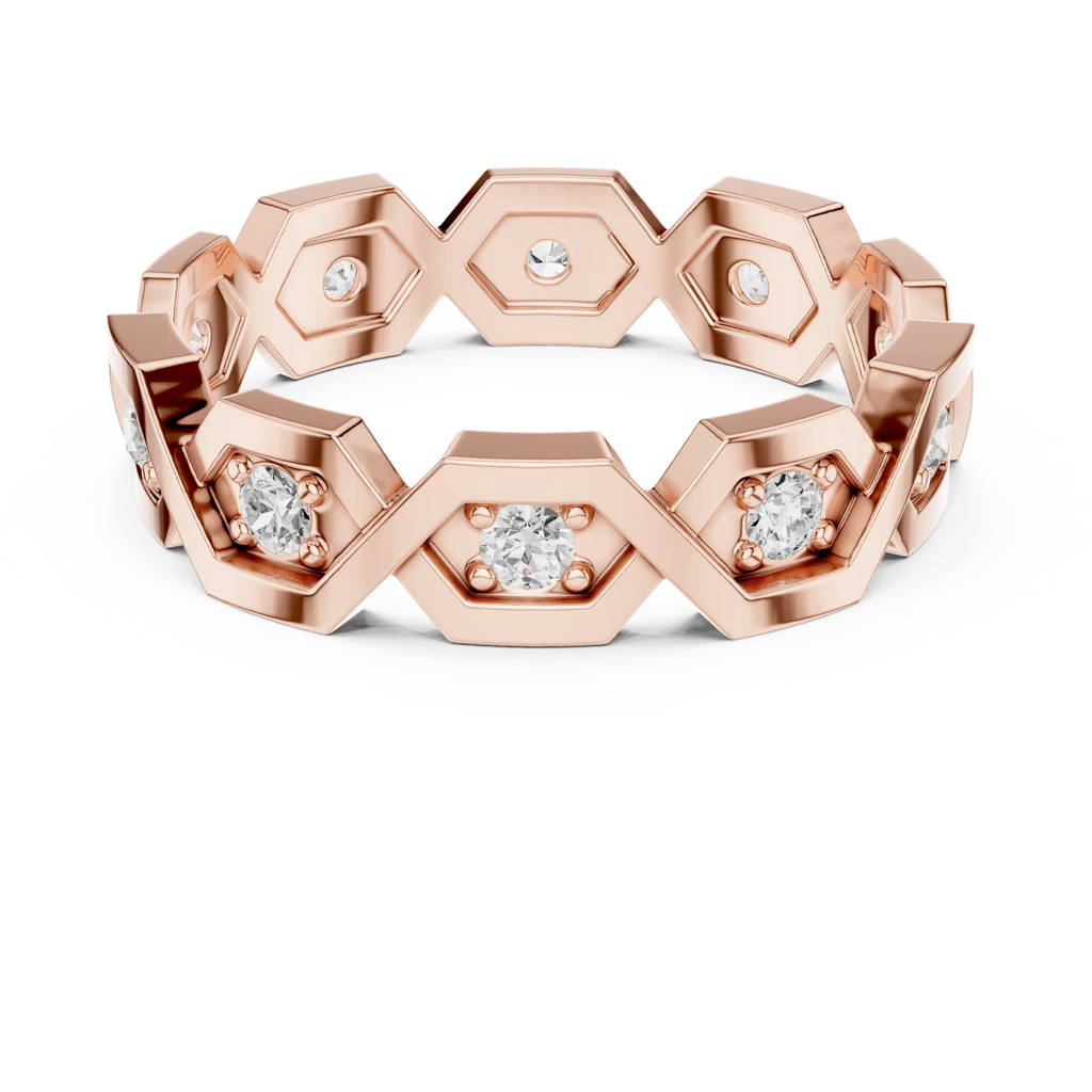 0.35 CTW VVS1 Round Lab Grown 14K Yellow Gold Hexagon Wedding Band