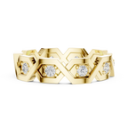 0.35 CTW VVS1 Round Lab Grown 14K Yellow Gold Hexagon Wedding Band