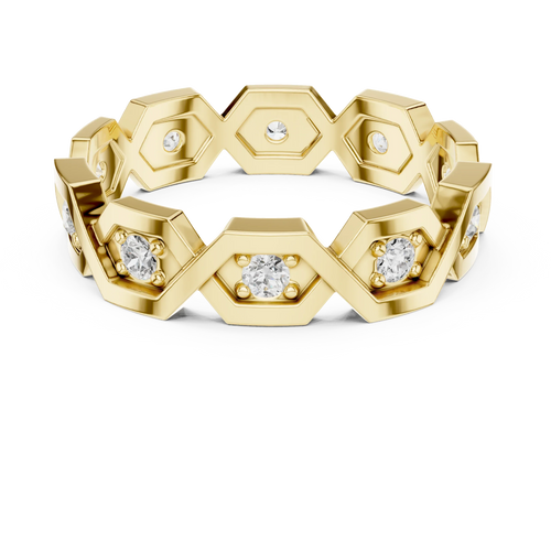 0.35 CTW VVS1 Round Lab Grown 14K Yellow Gold Hexagon Wedding Band