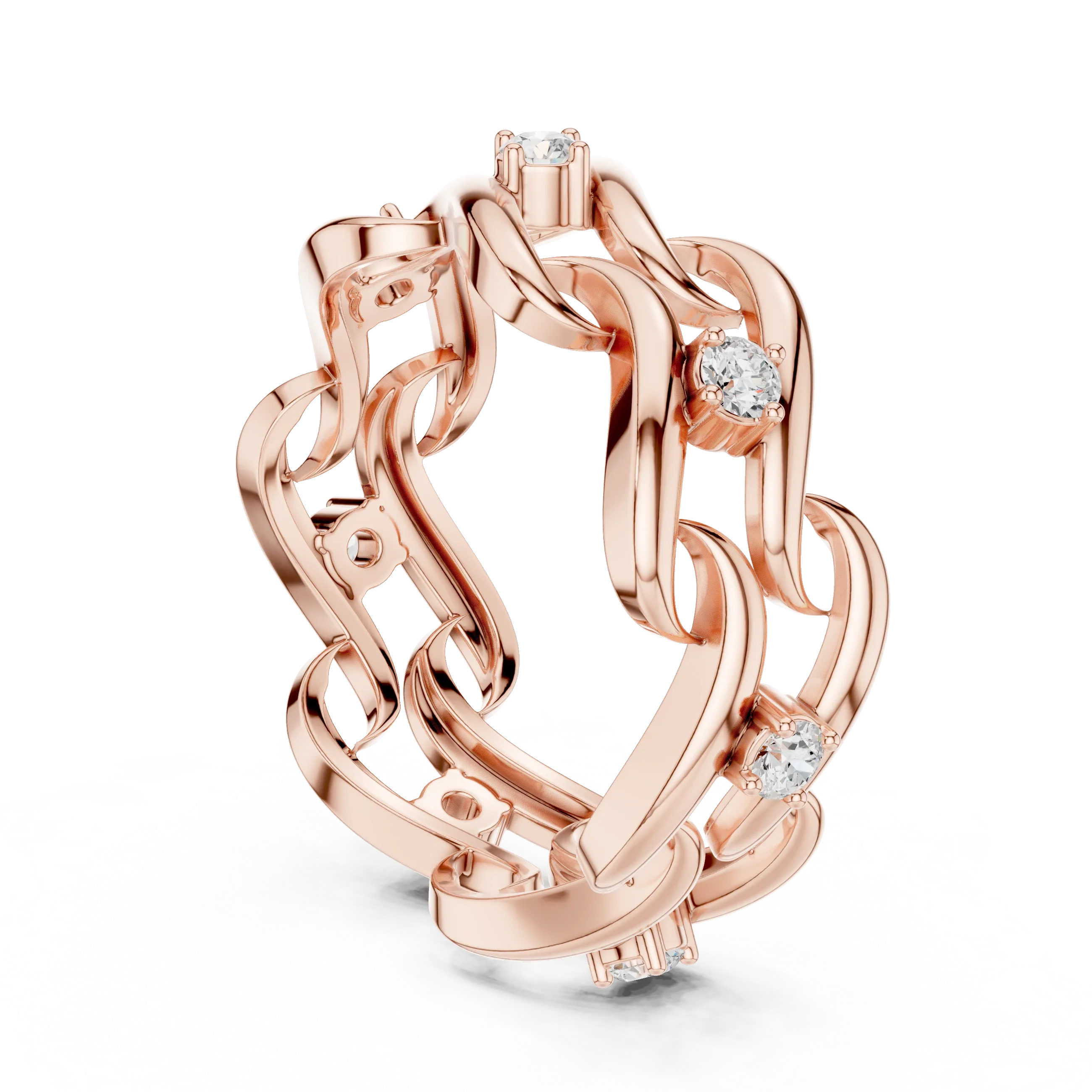 14K White Gold 0.25 CTW Round Moissanite Infinity Swirl Stacking Ring